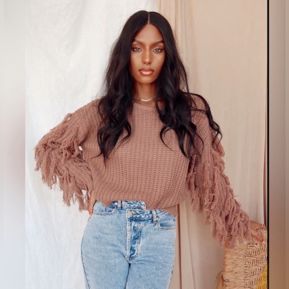 12th Tribe Mocha Fringe Sweater